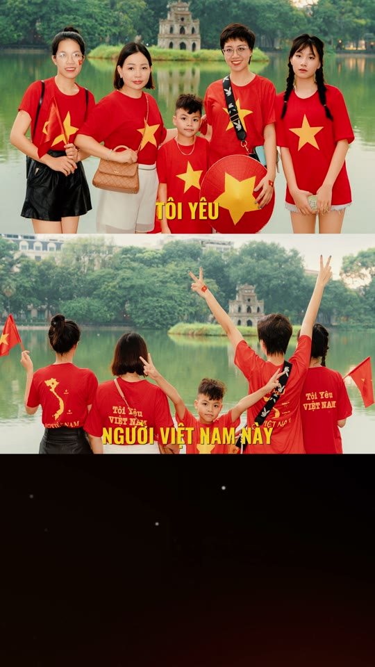 “Tôi yêu người Việt Nam này” — cả nhà áo cờ đỏ check-in Hồ Gươm, Lăng Bác